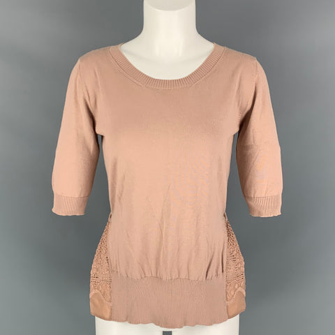 N°21 Size 6 Beige Nude Eyelet Short Sleeve Casual Top