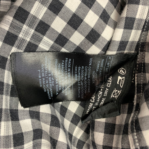 TOM FORD Size XL Black & White Checkered Cotton Button Up Long Sleeve Shirt