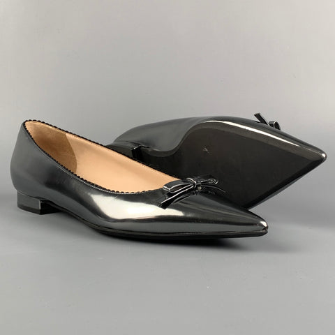 Nº21 Zapatos planos con punta en punta de cuero plateado talla 7