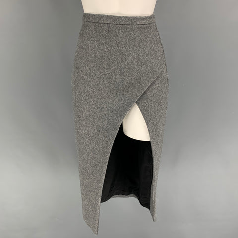 LaQuan Smith Falda lápiz de nailon y lana gris jaspeada talla XS