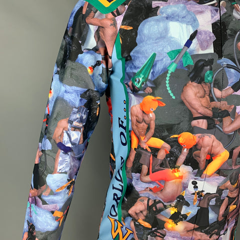 WALTER VAN BEIRENDONCK FW18 Size M Multi-Color Graphic Nylon Jersey Bike Top