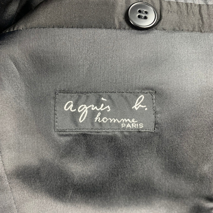 AGNES B. Size 38 Black Acetate Notch Lapel Sport Coat