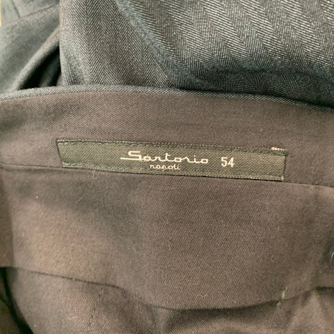 SARTORIO Size 44 Charcoal Stripe Wool Notch Lapel 36 35 Suit