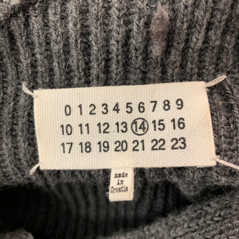 MARTIN MARGIELA Size L Grey Alpaca Blend Hooded Sweater