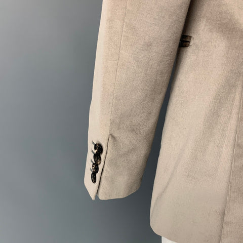 TONELLO Size 42 Taupe Velvet Cotton Blend Notch Lapel Sport Coat