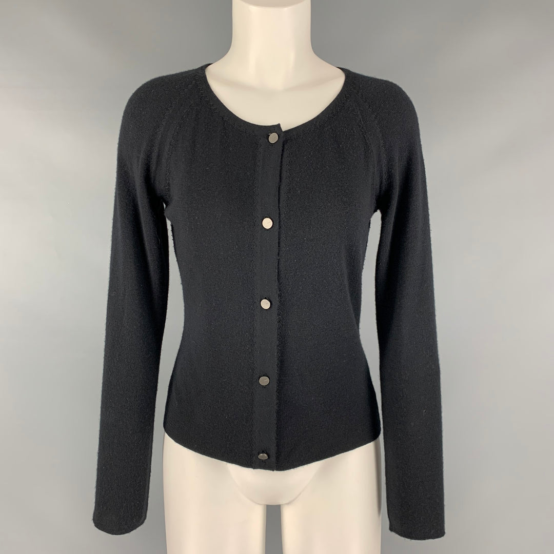 CHANEL Size 8 Black Cashmere Silk Scoop Neck Cardigan – Sui