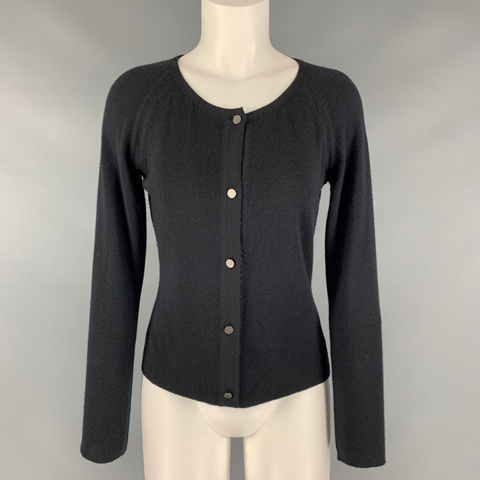 CHANEL Size 8 Black Cashmere Silk Scoop Neck Cardigan