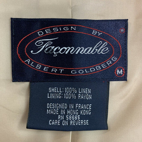 FACONNABLE Size M Beige Brown Mixed Patterns Linen Vest