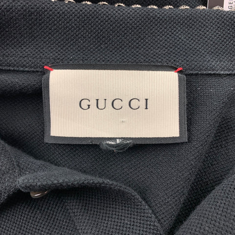 GUCCI Size XXL Black Blind For Love Studded Pique Buttoned