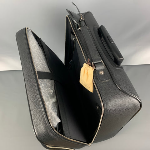 LOUIS VUITTON All Pilot Case  Black Textured Leather Carry-On Roller Luggage Bag