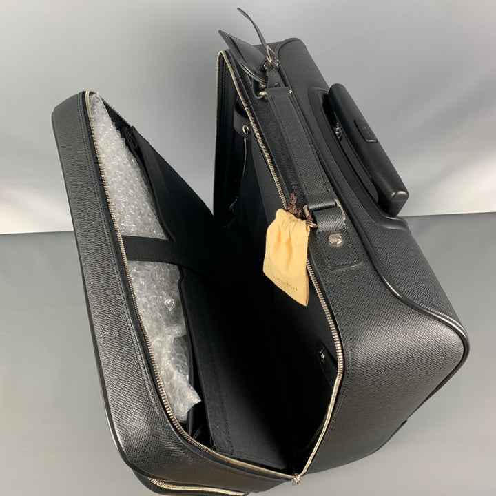 LOUIS VUITTON All Pilot Case  Black Textured Leather Carry-On Roller Luggage Bag