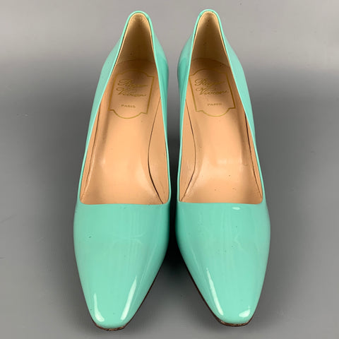 ROGER VIVIER Size 6 Mint Patent Leather Curved Heel Pumps