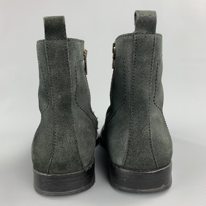 DKNY Size 8 Black Nubuck Zip Up Boots