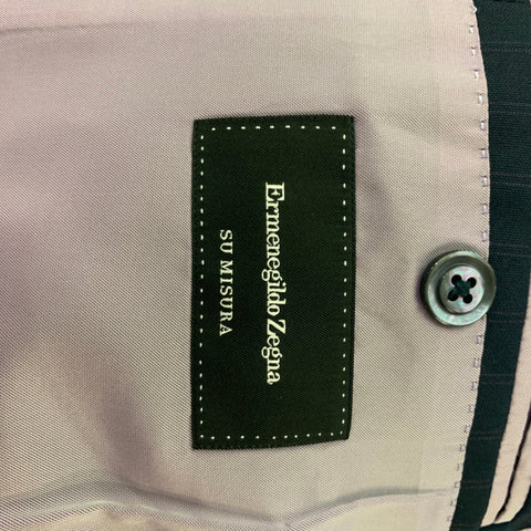 ERMENEGILDO ZEGNA Size 42 C Black Purple Stripe Wool Silk Sport Coat