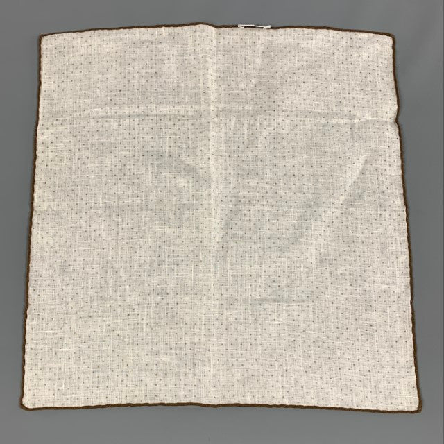BRUNELLO CUCINELLI Pañuelo de bolsillo de algodón de seda con lunares marrón crema