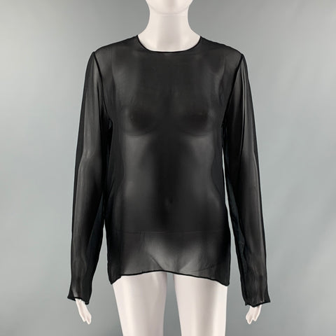 FLEUR DU MAL Size M Black Sheer Crew-Neck Dress Top