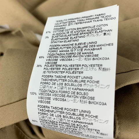 DSQUARED2 Size 38 Khaki Cotton Notch Lapel Sport Coat