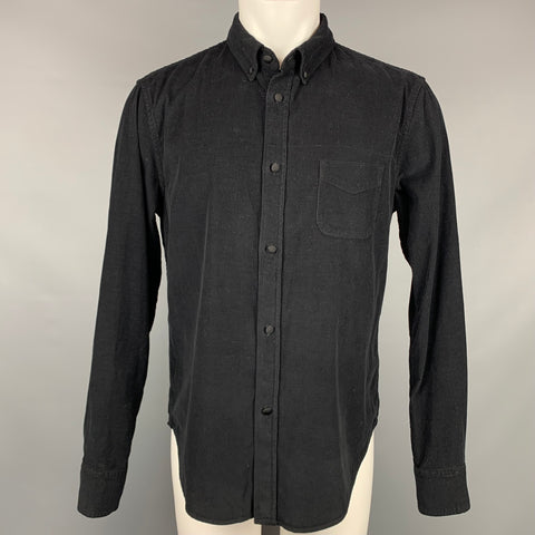 BAND OF OUTSIDERS Size L Black Thin Wale Corduroy Cotton Button Down Long Sleeve Shirt