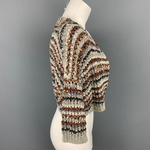 BRUNELLO CUCINELLI Cárdigan corto de mezcla de algodón con lentejuelas multicolores
