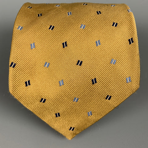 ERMENEGILDO ZEGNA Gold Navy Squares Silk Tie