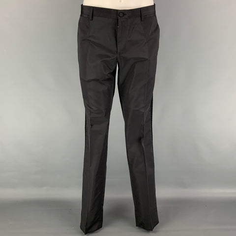 DOLCE & GABBANA Size 38 R Black Passementerie Embroidery Silk Double Breasted 3 Piece Suit