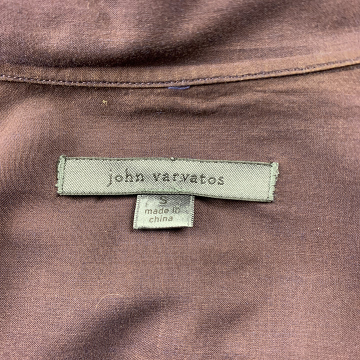 JOHN VARVATOS Camisa de manga larga con botones de algodón color morado berenjena talla S