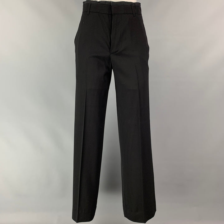 ANN DEMEULEMEESTER Size 4 Black Wool Peak Lapel Pants Suit