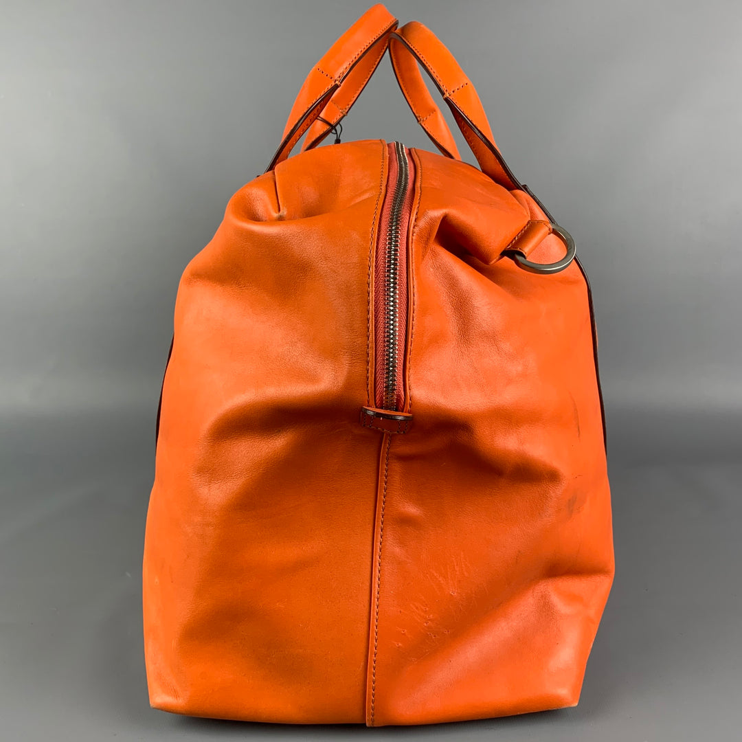 JACK SPADE Orange Leather Rectangle Duffle Bag
