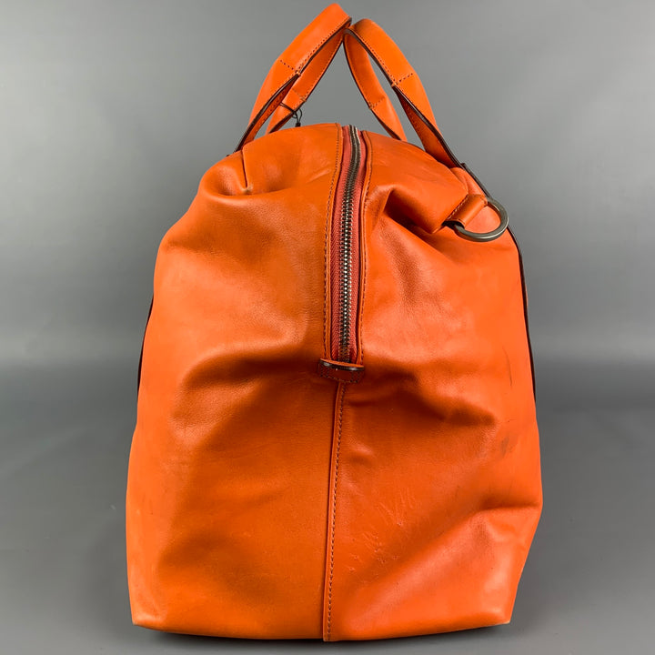 JACK SPADE Orange Leather Rectangle Duffle Bag