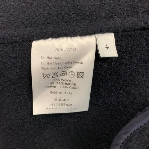 NIUHANS Abrigo con tapeta oculta de lana y cachemir azul marino talla L