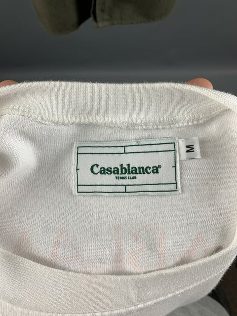CASABLANCA Size M White Green Cherubs Cotton Sleeveless T-shirt