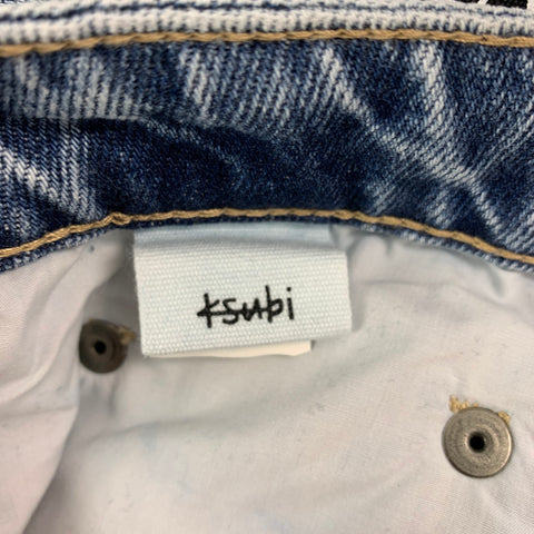 KSUBI Taille 26 Coton Bleu Distressed Wide Leg Playback Vibez Thrashed Jeans