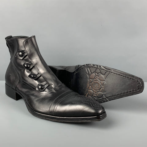 Jo GHOST Botas con botones laterales de cuero negro talla 13