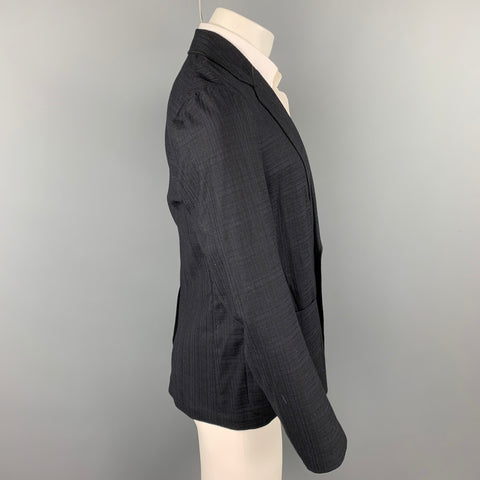VIKTOR & ROLF Monsieur Size 38 Navy & Black Plaid Virgin Wool Sport Coat