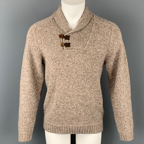 FJALLRAVEN Size S Taupe Heather Wool / Polyamide Shawl Collar Sweater