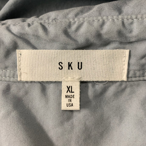 SAVE KHAKI Size XL Blue Solid Cotton Long Sleeve Shirt