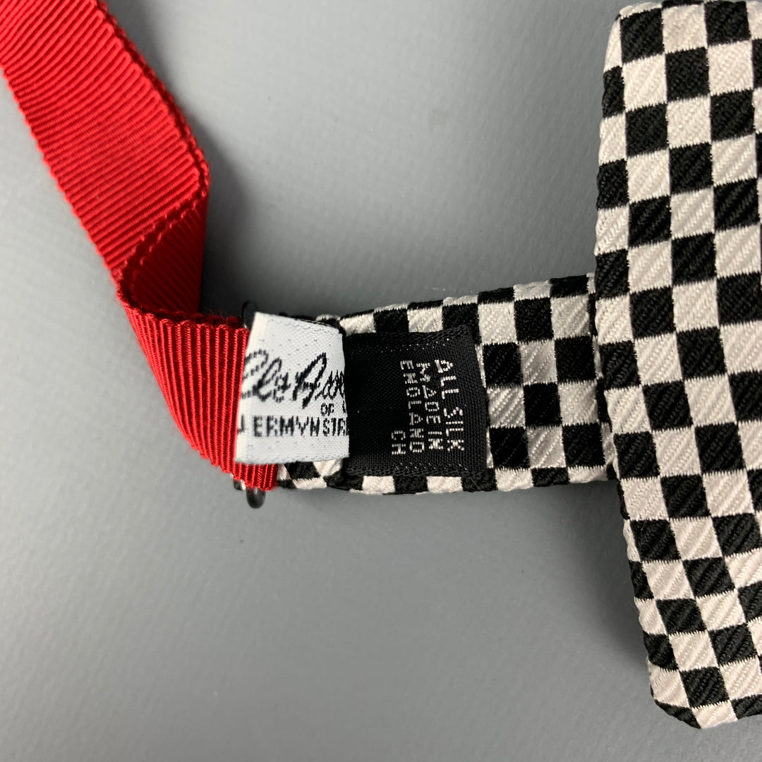 TURNBULL & ASSER Black White Checkered Silk Bow Tie
