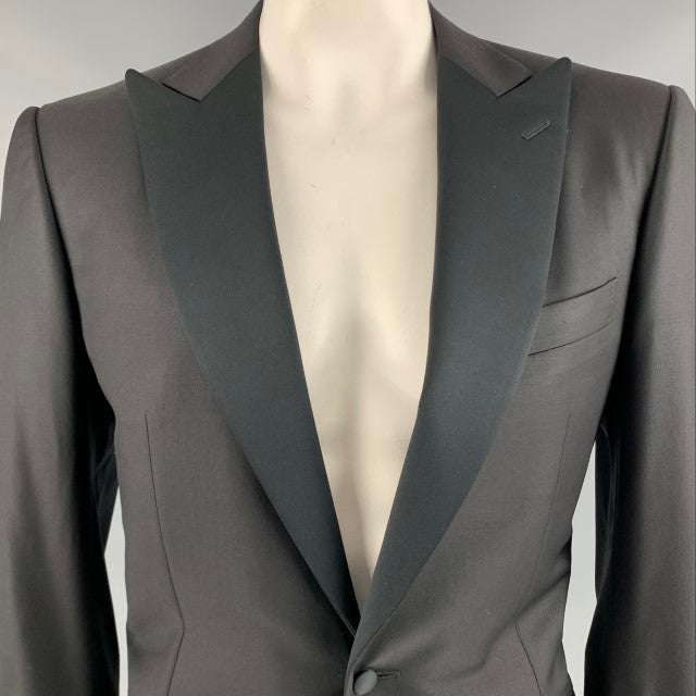 ERMENEGILDO ZEGNA Size 40 Black Wool Peak Lapel Sport Coat