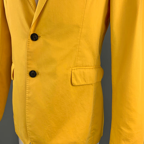 BURBERRY LONDON Size 40 Yellow Cotton Notch Lapel Two Buttons Sport Coat