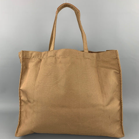 GHURKA Khaki Nylon Leather Trim Tote Handbag