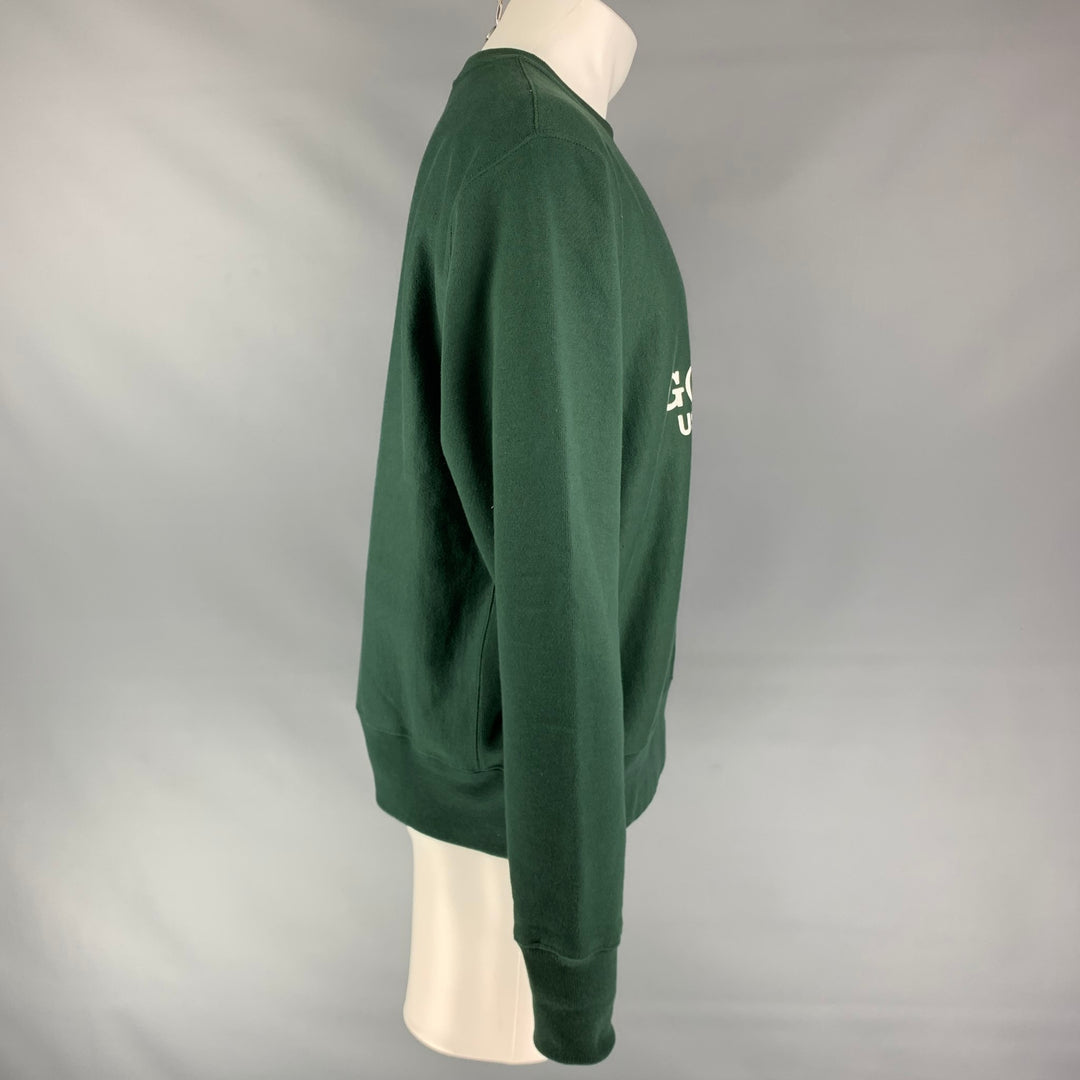 CHAMPION Size M Forest Green Graphic Cotton Crew-Neck Sweatshirt