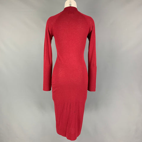 EMPORIO ARMANI Size 8 Burgundy Silk Blend Knitted Shift Dress