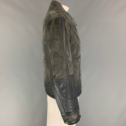 LOUIS VUITTON Size 44 Grey Suede Leather Zip Up Jacket