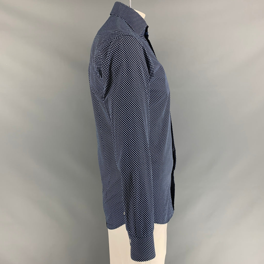 BOSS by HUGO BOSS Size L Black Light Blue Checkered  Long Sleeve Shirt