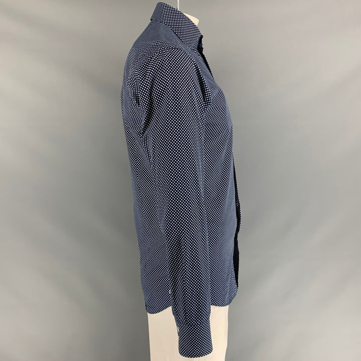 BOSS by HUGO BOSS Size L Black Light Blue Checkered  Long Sleeve Shirt