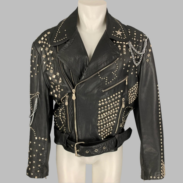極美品　希少XL katharine hamnett leather jkt Vintage KATHARINE HAMNETT Winter 1990 Size L Black Studded Leather