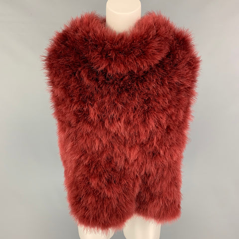 GIORGIO ARMANI Burgundy Textured Feathers Scarf