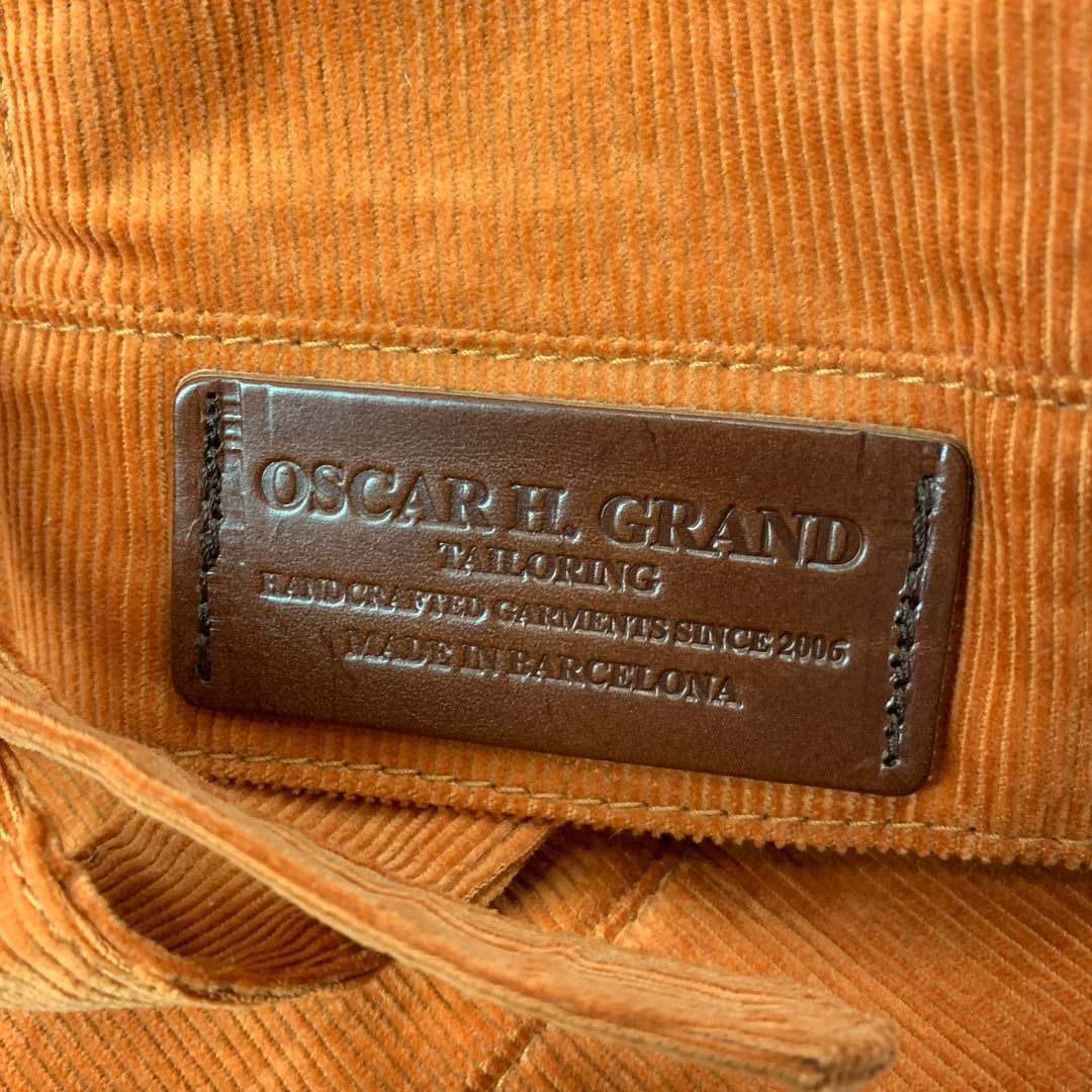 OSCAR H. GRAND Size S Orange Corduroy Buttoned Jacket