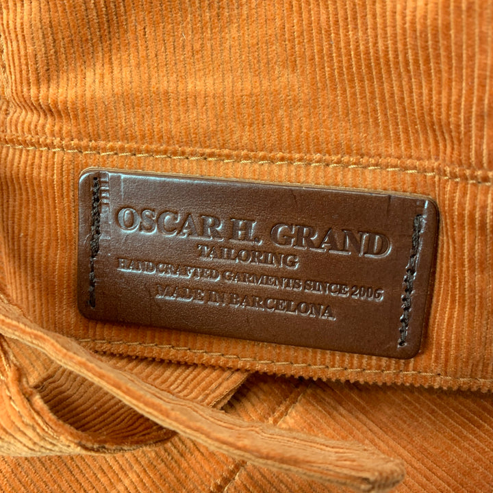 OSCAR H. GRAND Size S Orange Corduroy Buttoned Jacket