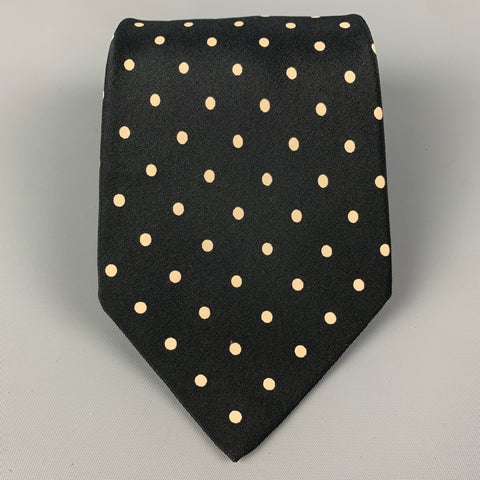 BERGDORF GOODMAN Black White Polka Dot Silk Tie